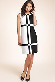 Linen Blend Colour Block & Checked A-Line Dress