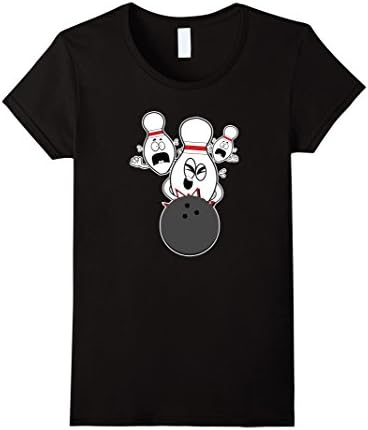 Women's Bowling Pins Knocked Down Strike Scared Nut Funny Cute Shirt XL Black