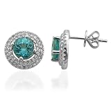 2.50cts Blue Apatite and White Topaz 925 sterling silver earrings