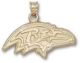 Baltimore Ravens Solid 14K Gold Profile Logo 1/2'' Pendant