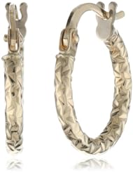 Duragold 14k Yellow Gold Diamond Cut Hoop Earrings