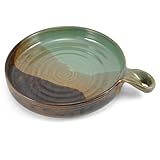 Holman Pottery Handmade Ceramic Nacho Plate, Green Earth