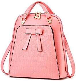 Ms. shoulder backpack shoulder bag Korean version of the influx women bag dual College Wind pu leather bag(Pink)