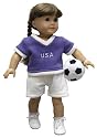 Purple and White Soccer Outfit with Plush Ball. Fits 18" Dolls like American Girl&reg;