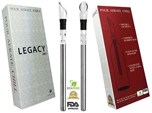 Legacy PRO Wine Accessory | 3-in-1 Stainless Steel Wine Chiller, Aerator, and Pourer to Hold Your Wine at 