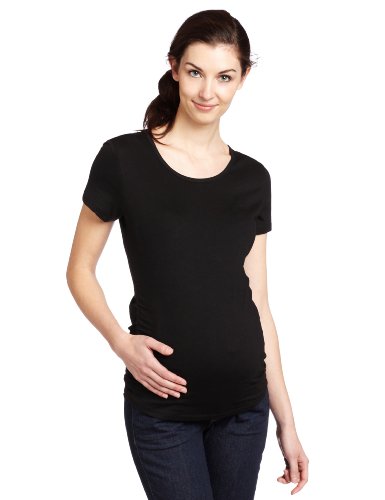 Three Seasons Maternity Women's Solid Side Short Sleeve Rouche Tee