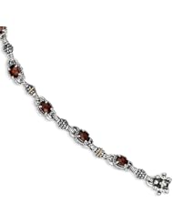 SS 5.43ct 14k Yellow Gold Oval Garnet 7.25in Vintage Style Bracelet