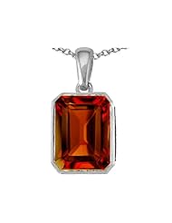 Original Star K (tm) Emerald Cut 10x8mm Simulated Garnet Pendant in 925 Sterling Silver