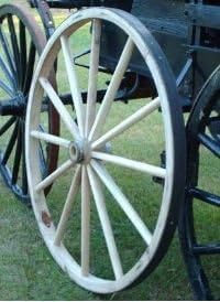 Decorative - Wood Wagon Wheel - 38 Inch x 2 Inch Steam Bent Hickory Wagon Wheel with wooden hub with 1" Axle Bore Hole.