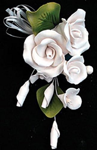Oasis Supply Gum Paste Decorative Cake Topper - Rose Sprays (Tea Rose Spray White)