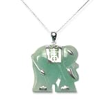 Sterling Silver Green Chinese Jade Elephant Pendant