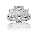Platinum Diamond Three Stone Emerald Cut Ring (3.1 ct Center, 5.29 cttw, H Color, VVS2 Clarity), Size 7