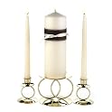 Jean M. Unity Candle Set - Brown/ Cream