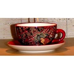 5506 / Teetasse mit Untertasse / Dekor Buddah / Keramik