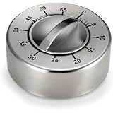 Polder TMR-528-47 Round 60-Minute Mechanical Timer, Brushed Stainless Steel