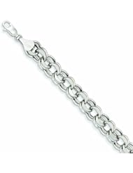 Genuine 14K Yellow Gold White Gold Lite 8mm Double Link Charm Bracelet 8.25 Inches 9 Grams Of Gold 100% Satisfaction Guaranteed.