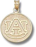 Auburn Tigers Solid 10K Gold ''AU'' Circle 5/8'' Pendant