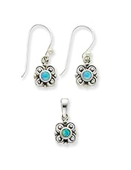 Sterling Silver Created Opal Earrings & Pendant Set
