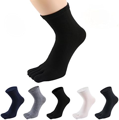 Silife 5 Pairs Men Unisex Five Fingers Separate Toe Running Socks (Light Gray)