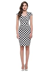 Cotton Checkered Print Vintage Cap Sleeves Evening Dress/Prom Dress/Wedding Party Dress 