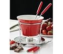 MODERN FONDUE SET RED W/CHROME BASE