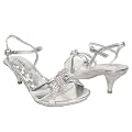 Girl's Dressy Knotted Strap Rhinestone High Heel Sandals Silver 9-4