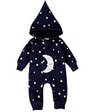 YY-Shop ベビー服 ロンパース フード付き 女の子 新生児 ボディースーツ 男の子 赤ちゃん 出産祝い カバーオール かわいい ベビースーツ 長袖 秋冬 星柄 (95cm, 2ネイビー)