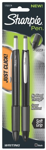 Sharpie Retractable Fine-Point Pen, Pack Includes 2 Black Pens (1753174)
