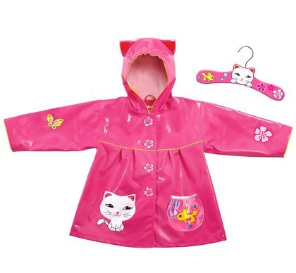 Kidorable Lucky Cat Infant Raincoat, Pink, 12-18 Months