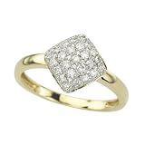 14K Yellow Gold 1/4 ct. Diamond Square Shaped Fashion Ring