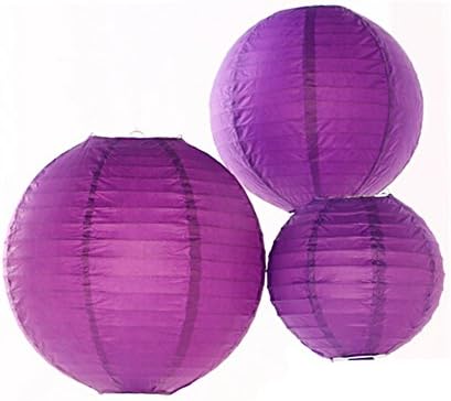 12 Mixed Size Plum Purple Chinese Paper Lantern Lampshade for Wedding Engagement Bridal Shower Party Decoration