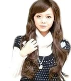 fashion new women's long DARK BROWN full curly/wavy wig jf010200