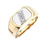 14K Two Tone Gold Fancy Shape Men's Diamond Ring
