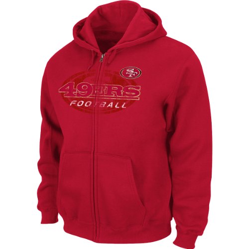 NFL Men's San Francisco 49Ers Touchback IV Long Sleeve Fullzip Hooded Fleece (Red, X-Large)