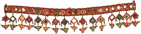 Banderwal Handmade Door Hanging Door Décor Toran Door Sign Tapestry for Subh Labh Good Luck Prosperity From Holy Shrine (89 Cm X 15 Cm, Wa106)