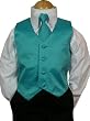 Children's Satin Tuxedo Vest Set - Turquoise