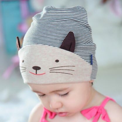Dizhome Warm Baby Hat Cute Cat Pattern For Autumn and Winter Seven Colors to Choose From (Color B)