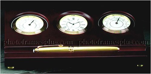 Brass Clock Thermometer Hygrometer Pen Tray