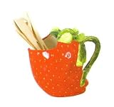 STRAWBERRY 3-D Ceramic Pitcher & Utensils Set NEW