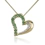 18k Yellow Gold Plated Emerald and Diamond Half-and-Half Heart Pendant