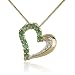 18k Yellow Gold Plated Emerald and Diamond Half-and-Half Heart Pendant