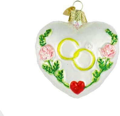 Old World Christmas Bride and Groom Gifts Glass Blown Ornaments for Christmas Tree Wedding Heart