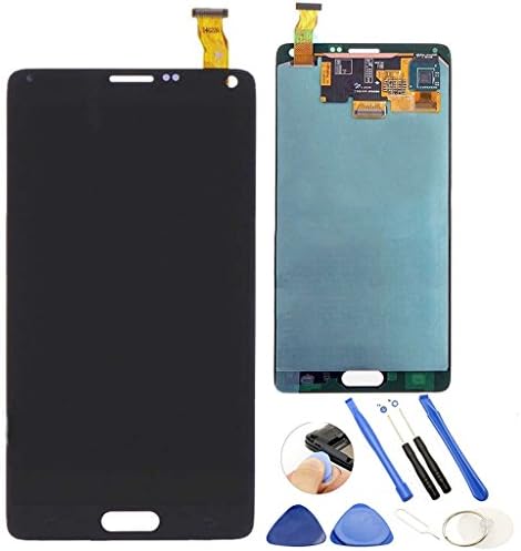 Cellpparts OEM Samsung Galaxy NOTE 4 LCD Display Screen Touch Digitizer Assembly Replacement + Stylus Flex + Repair Tools Set with Samsung logo for N910, N910A,N910T, N910V, N910P (Black)