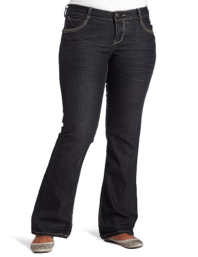 Southpole Juniors Plus Size Bootcut Thick Stitch Jeans With Flap Back Pockets product image