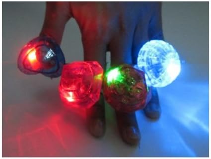 ECOSCO 5pc/lot LED Flash Light Diamond Bling Rings - Assorted for Easter Halloween Christmas Party Costume