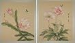 Pair of Original Chinese Watercolors -Vintage Painting of Butterflies and Flowers