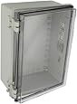 BUD Industries NBF-32422 Plastic Outdoor NEMA Economy Box with Clear Door, 13-49/64" Length x 9-53/64" Width x 5-57/64" Height, Light Gray Finish