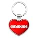 Graphics and More Metal Keychain Key Chain Ring I Love Heart Dogs D-M - Greyhounds