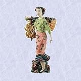 IMAGE OF chinese maiden statue fruit basket porcelain sculpture