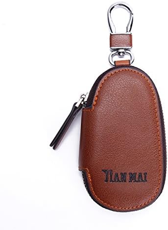 Genuine Leather Car Key Chains Wallet Pouch Key Case Holder For Men and Women Brown